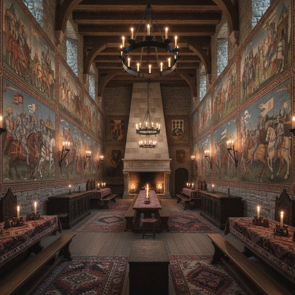 Fresques du XVIe siècle de la Salle des Chevaliers du château d'Anjony