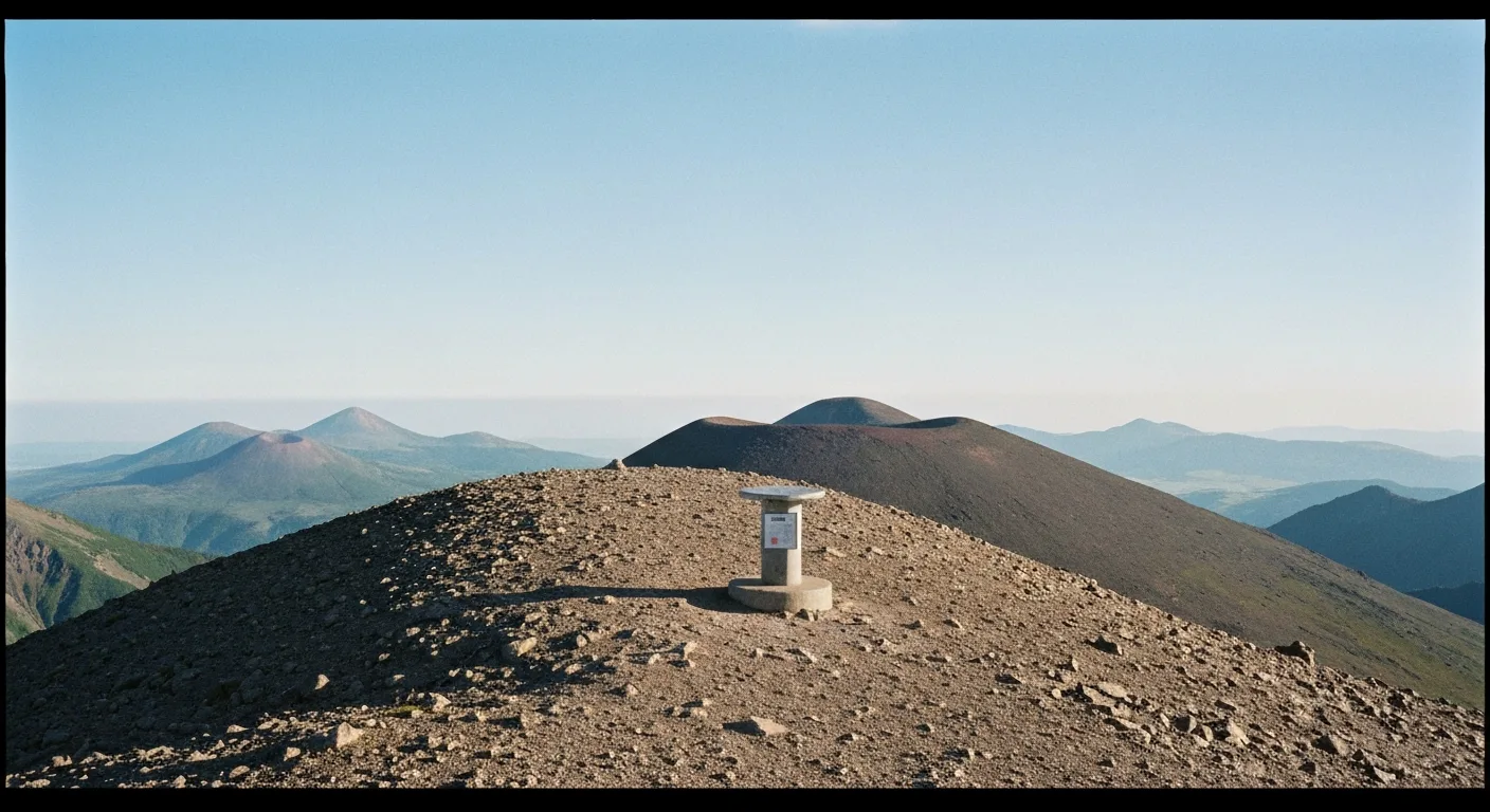 Le sommet arrondi du Plomb du Cantal et son panorama sur les volcans d'Auvergne