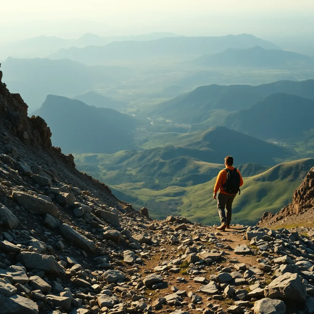 Le sentier rocheux dans les derniers mètres avant le sommet du Griou, où il faut parfois poser les mains