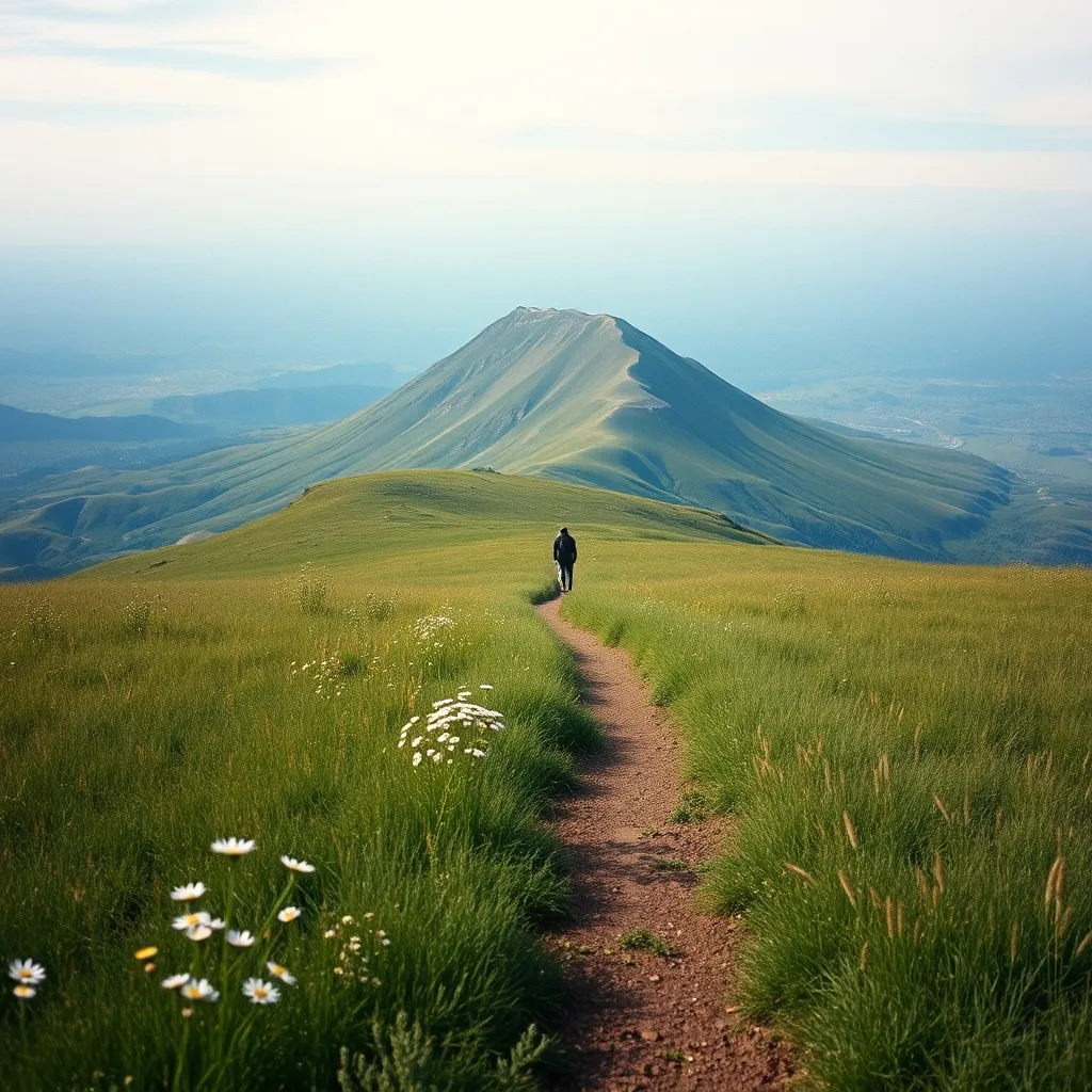 Le Puy Mary vu depuis le col du Pas de Peyrol, point de départ de plusieurs balades faciles