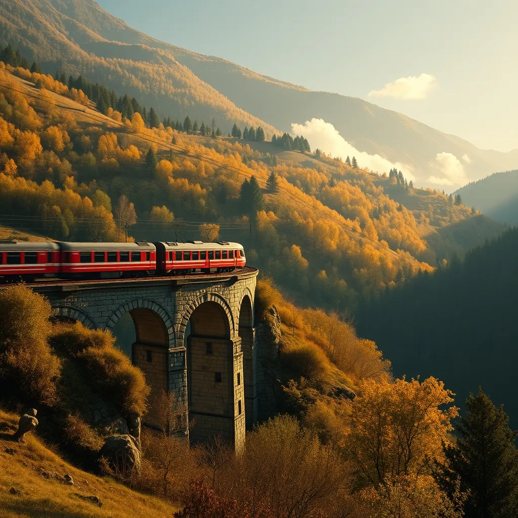 Un TER franchit un viaduc dans la vallée de la Cère, alternative ferroviaire au vol Aurillac-Paris