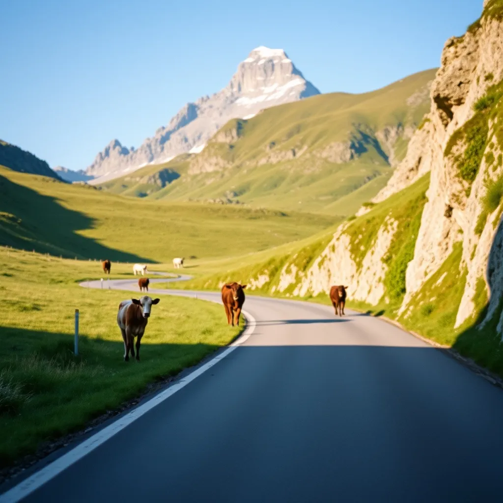 La route du Pas de Peyrol à l'approche du sommet, avec le Puy Mary en arrière-plan