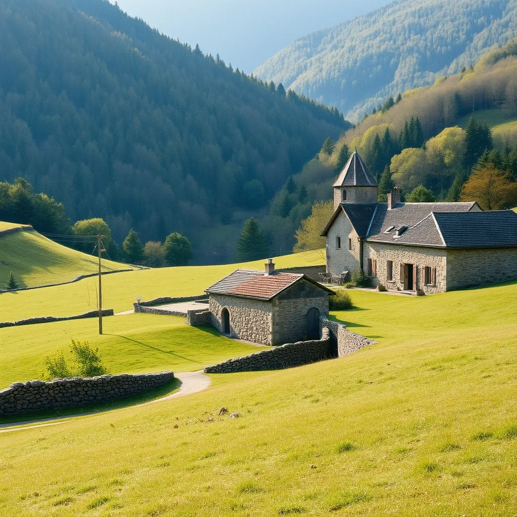 Le hameau de Faillitoux à 900 mètres d'altitude, point de départ du sentier vers la cascade