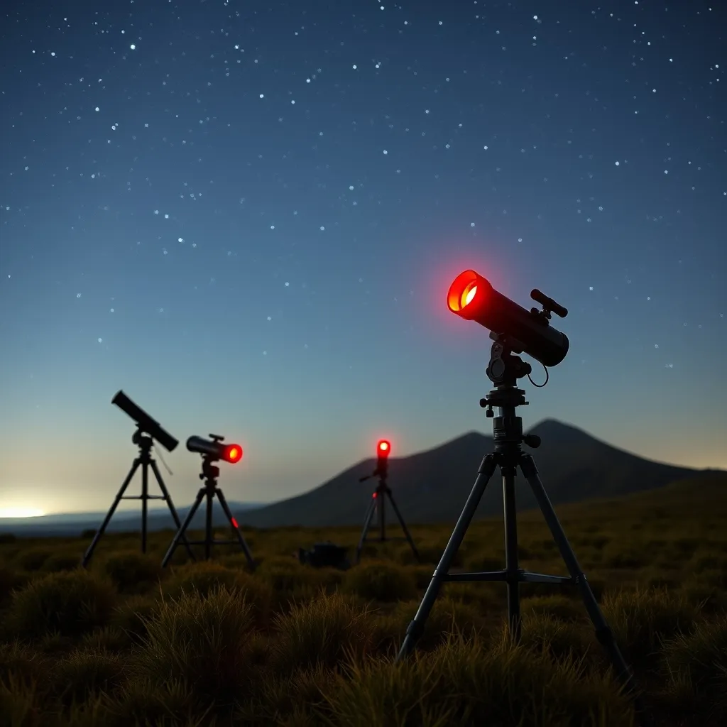 Astronomes amateurs installés sur un plateau cantalien lors d'une soirée d'observation