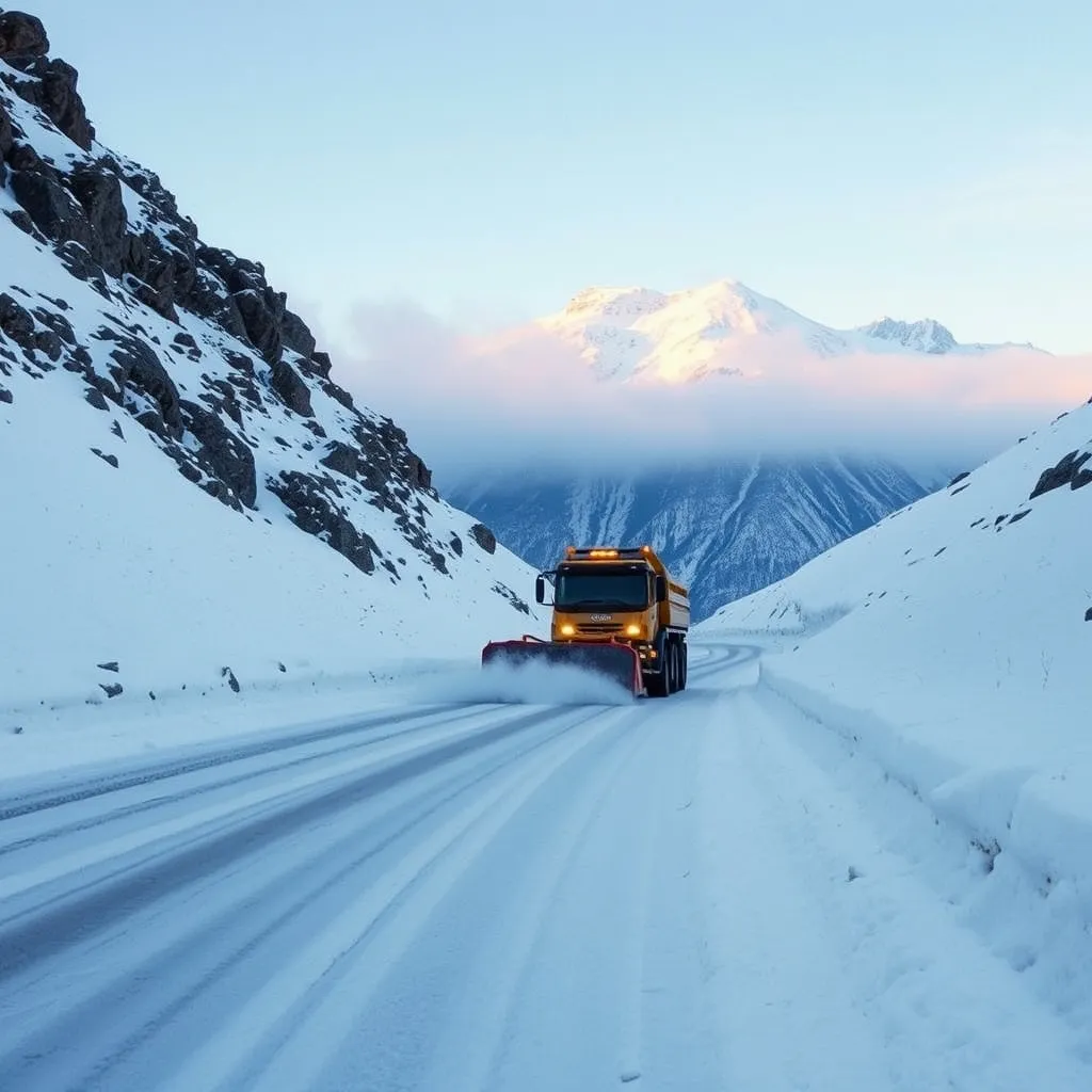 Les engins de déneigement du département dégagent les routes des cols cantaliens au printemps
