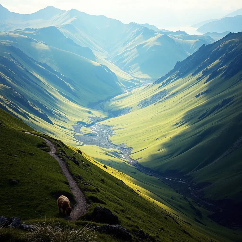 La vallée glaciaire de l'Impradine vue depuis la crête sud, sur l'itinéraire le plus sauvage
