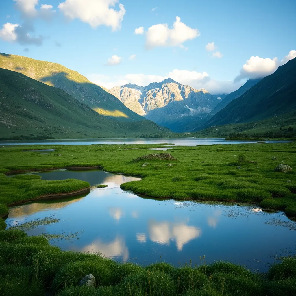 Le lac de Nino et ses pozzines, pelouses spongieuses typiques de la montagne corse