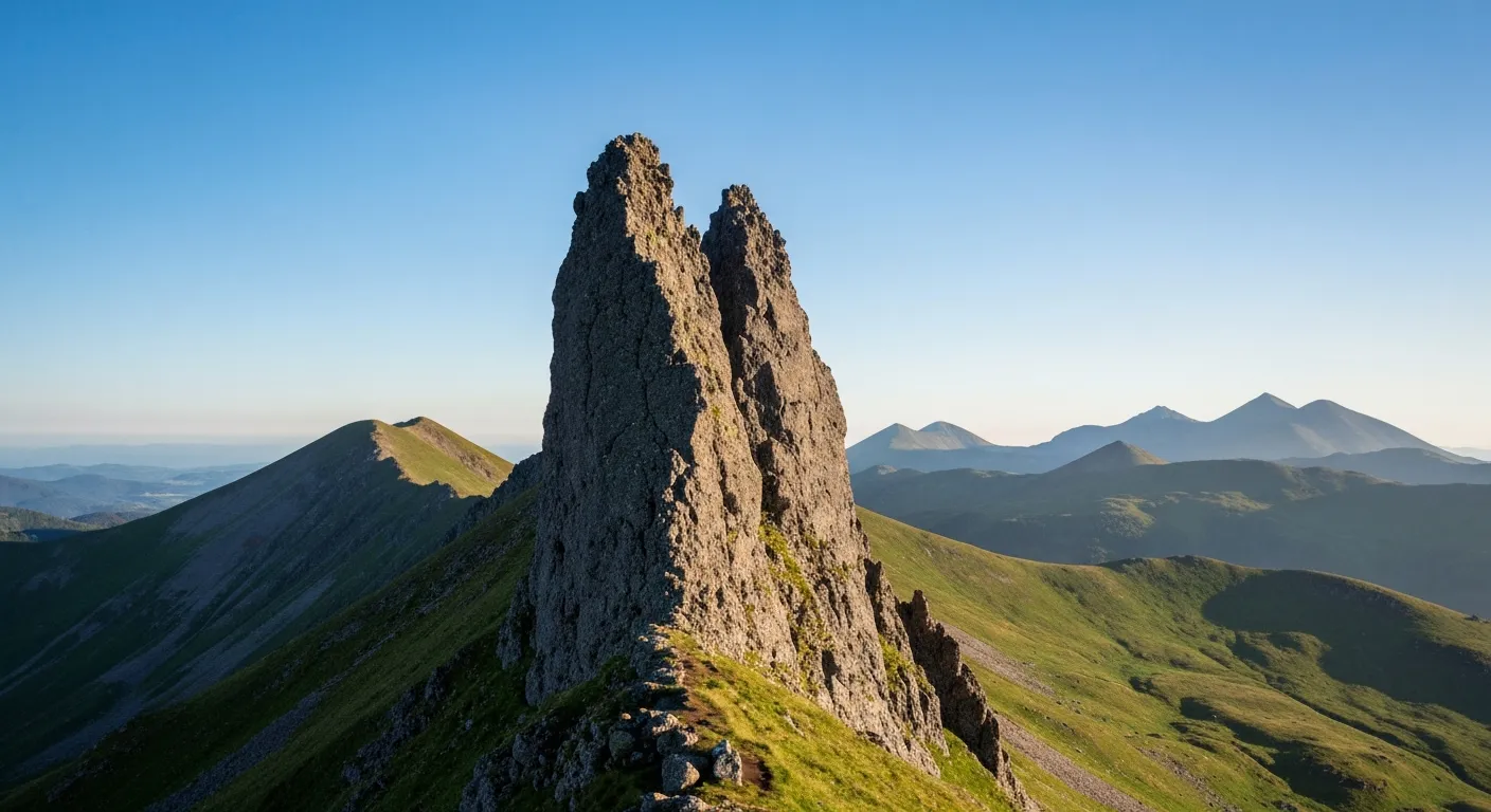 Le Roc des Ombres vu depuis la crête reliant le Roc d'Hozières au Puy Violent
