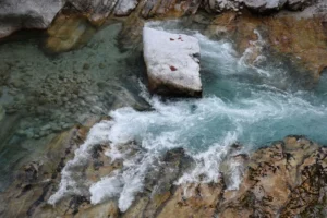 Rivière de première catégorie dans une vallée volcanique du Cantal, habitat naturel de la truite fario